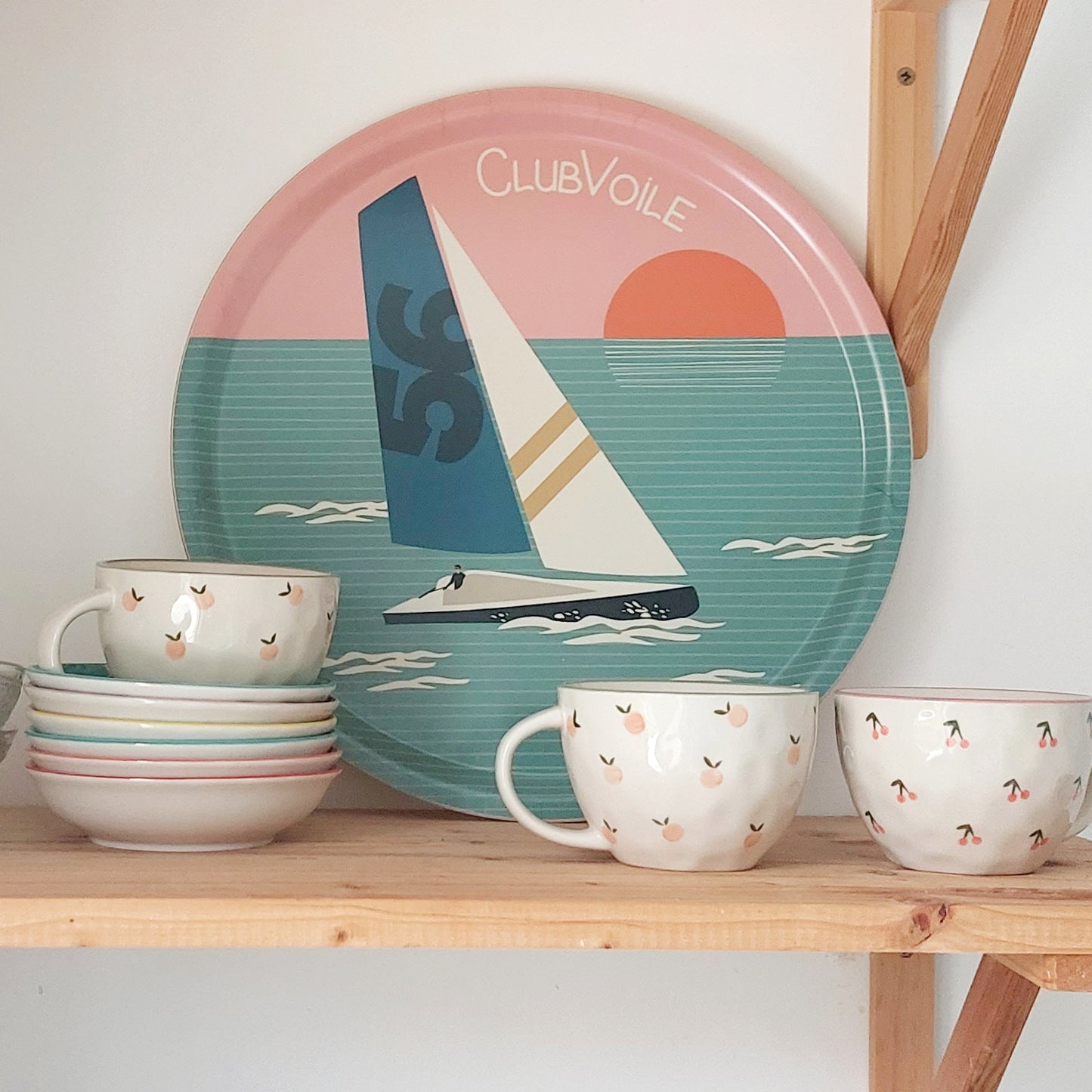 Plateau rond en Bois - CLUB VOILE