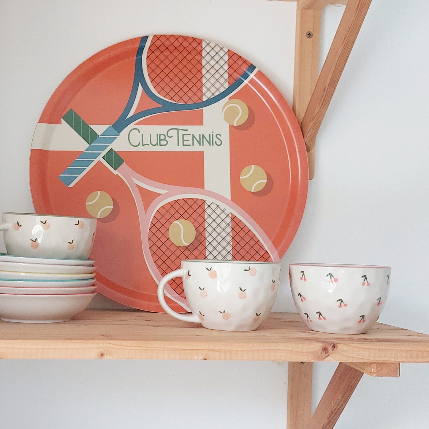 Plateau rond en Bois - CLUB TENNIS