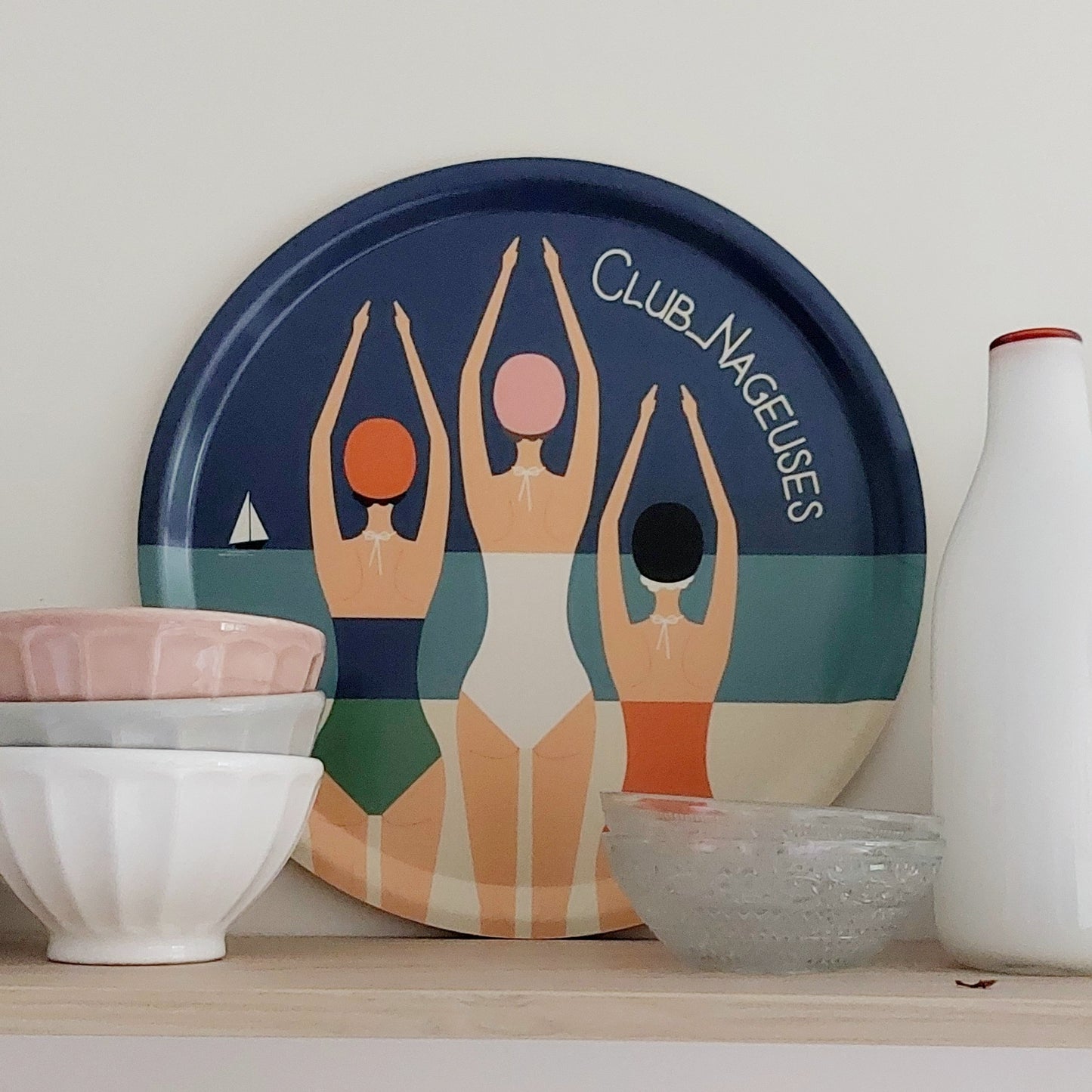 Plateau rond en bois - CLUB NAGEUSES