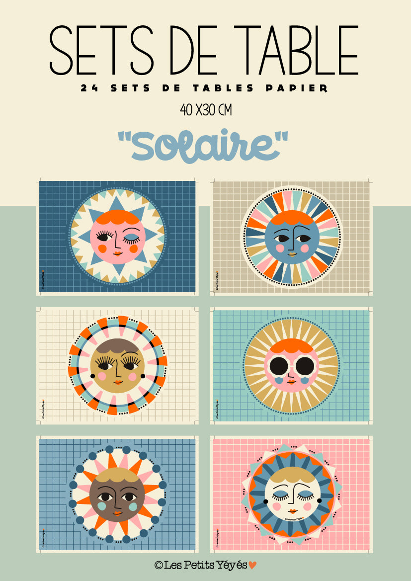 Pochette de 24 SETS DE TABLE EN PAPIER - SOLAIRE