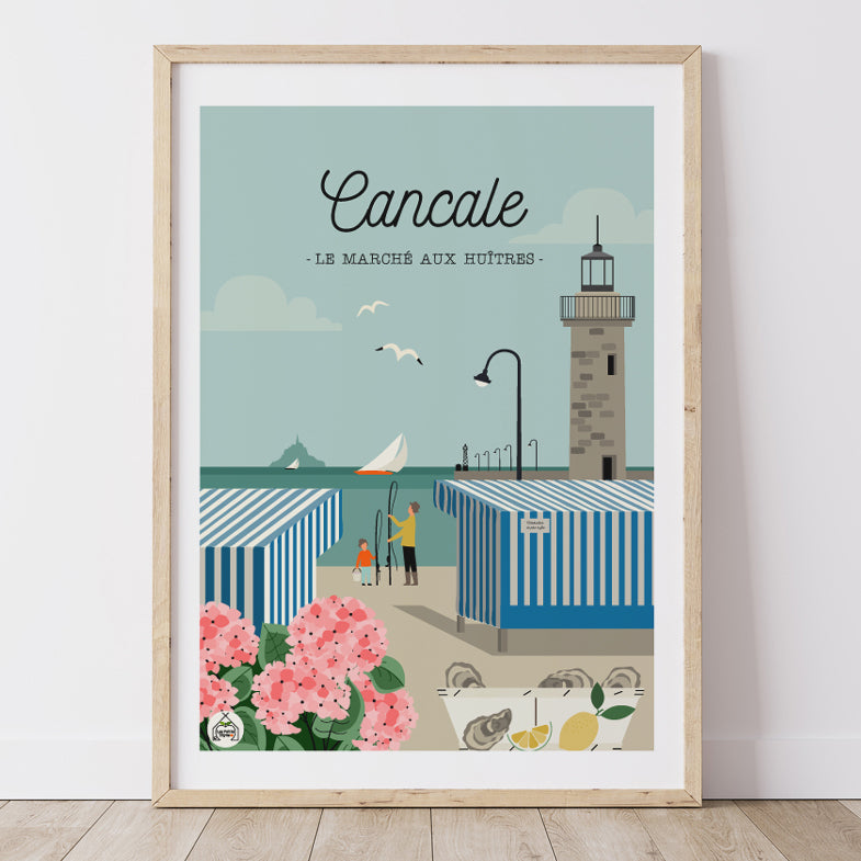 Affiche CANCALE - Le Marché aux Huitres