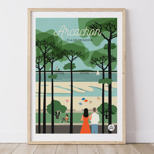 Affiche ARCACHON - Plage Peireire