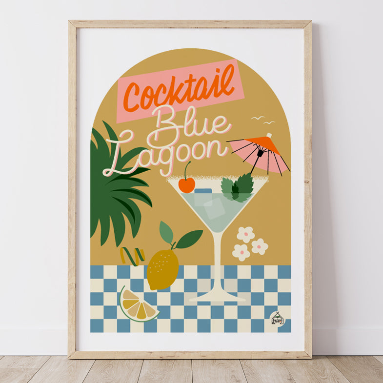 Affiche Cocktail - Blue lagoon