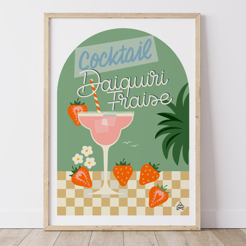 Affiche Cocktail - Daiquiri Fraise
