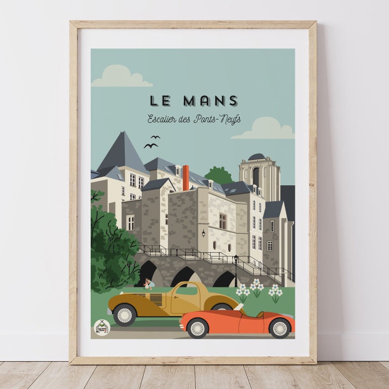 Affiche LE MANS - Escalier des Ponts Neufs