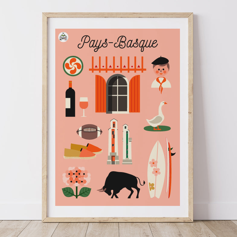 Affiche PAYS BASQUE - Typique Pays Basque