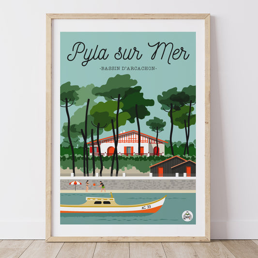 Affiche PYLA SUR MER - Bassin d'Arcachon