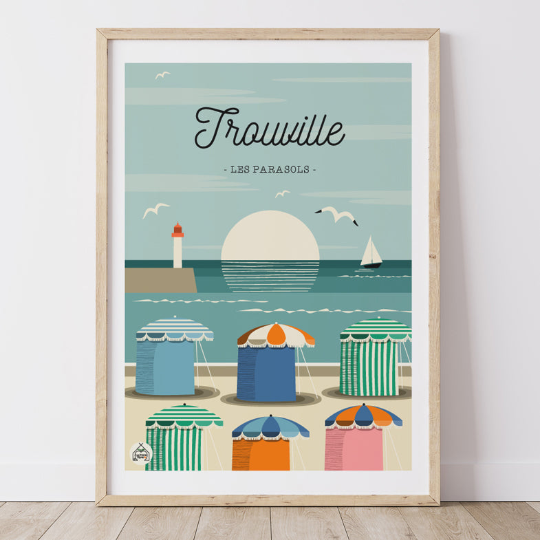 Affiche TROUVILLE - Les Parasols