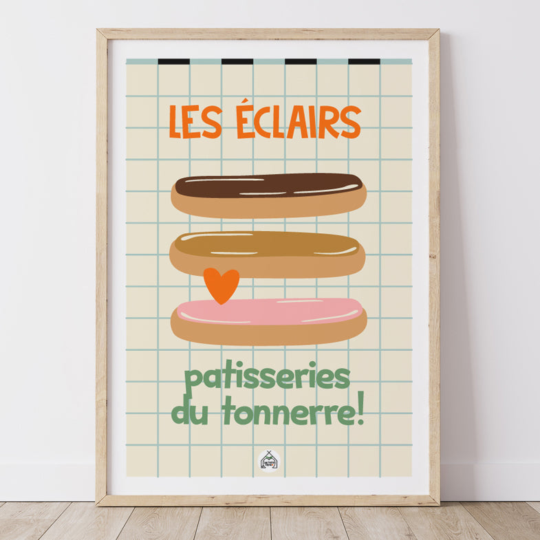 AFFICHE CUISINE - Les éclairs, pâtisseries du tonnerre!