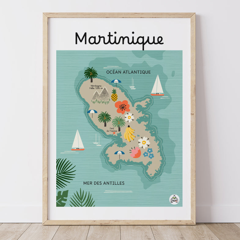 Affiche MARTINIQUE - Carte Côtière