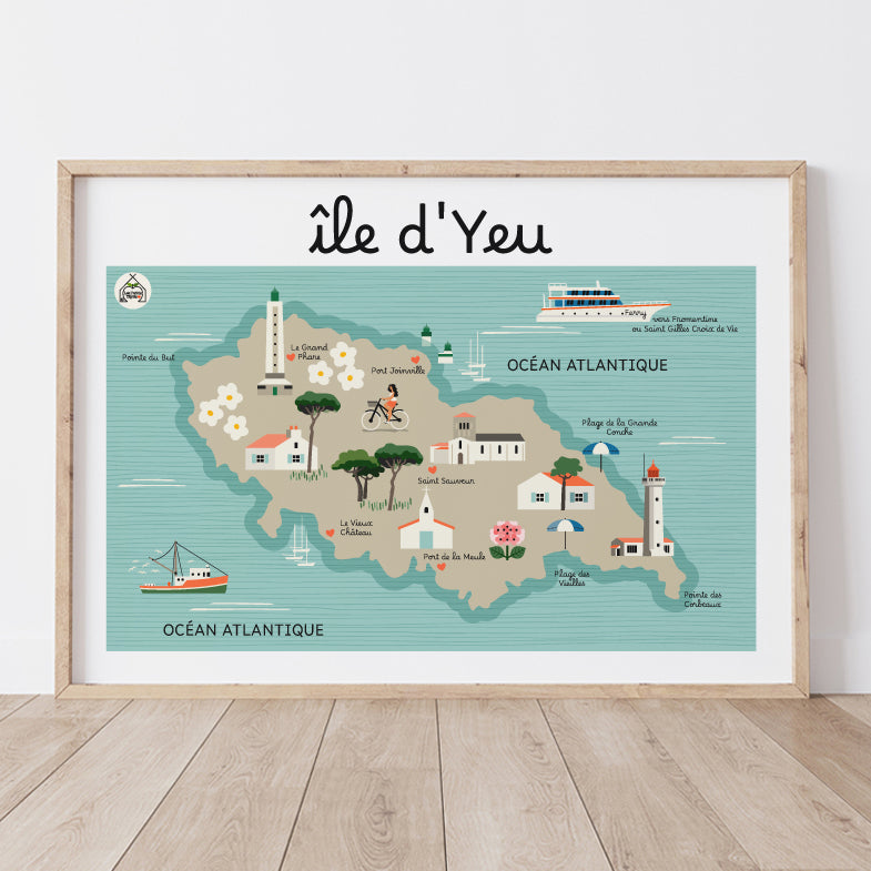 Affiche ÎLE D'YEU - Carte Côtière