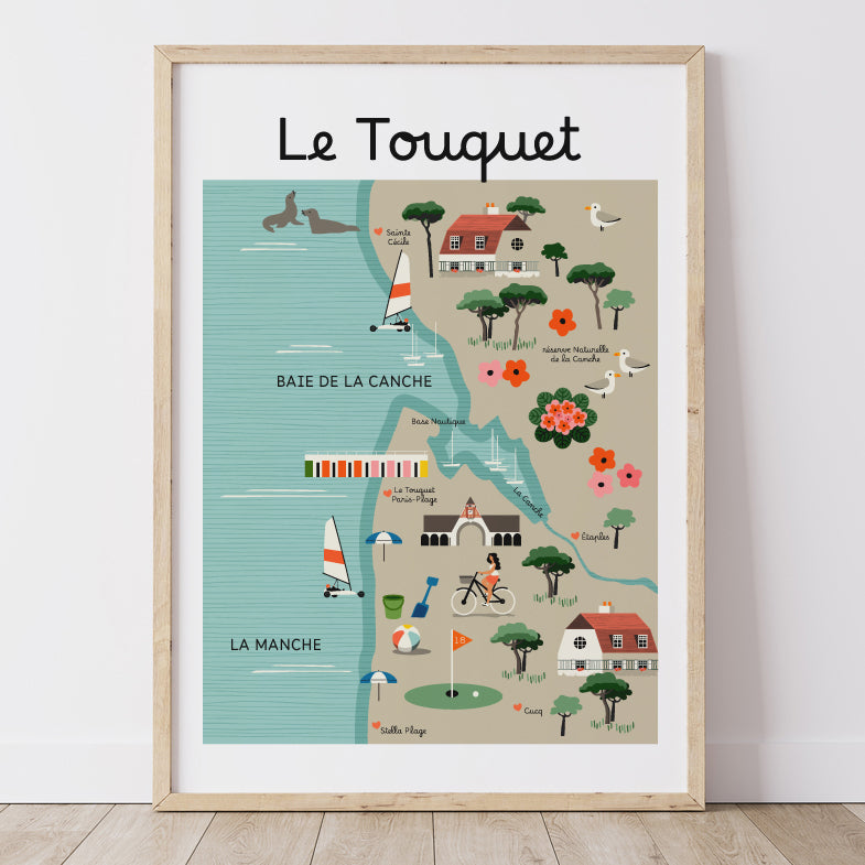 Affiche LE TOUQUET - Carte Côtière