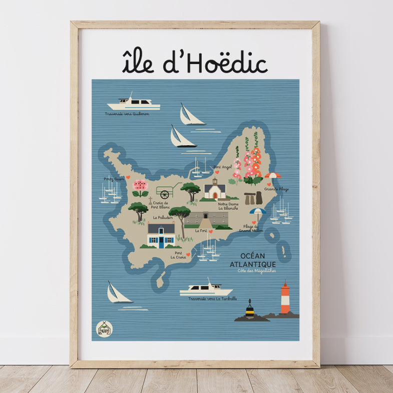 Affiche Carte Côtière ILE D'HOËDIC