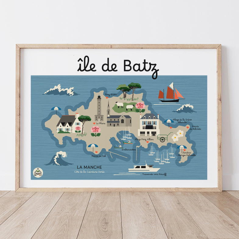 Affiche Carte Côtière ILE DE BATZ
