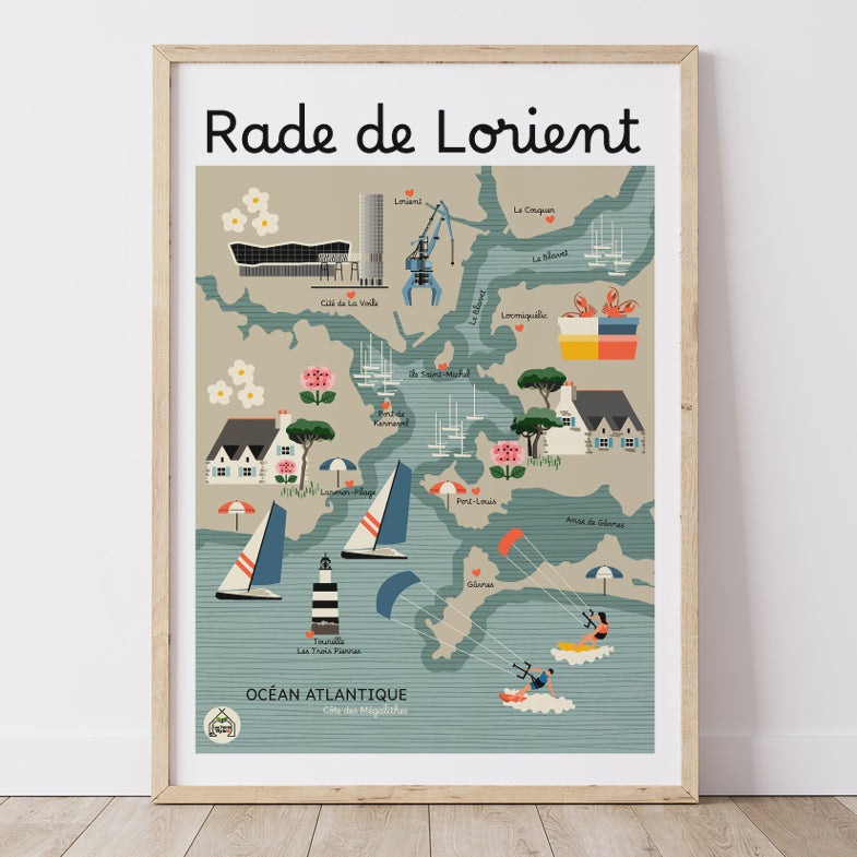 Affiche Carte Côtière RADE DE LORIENT
