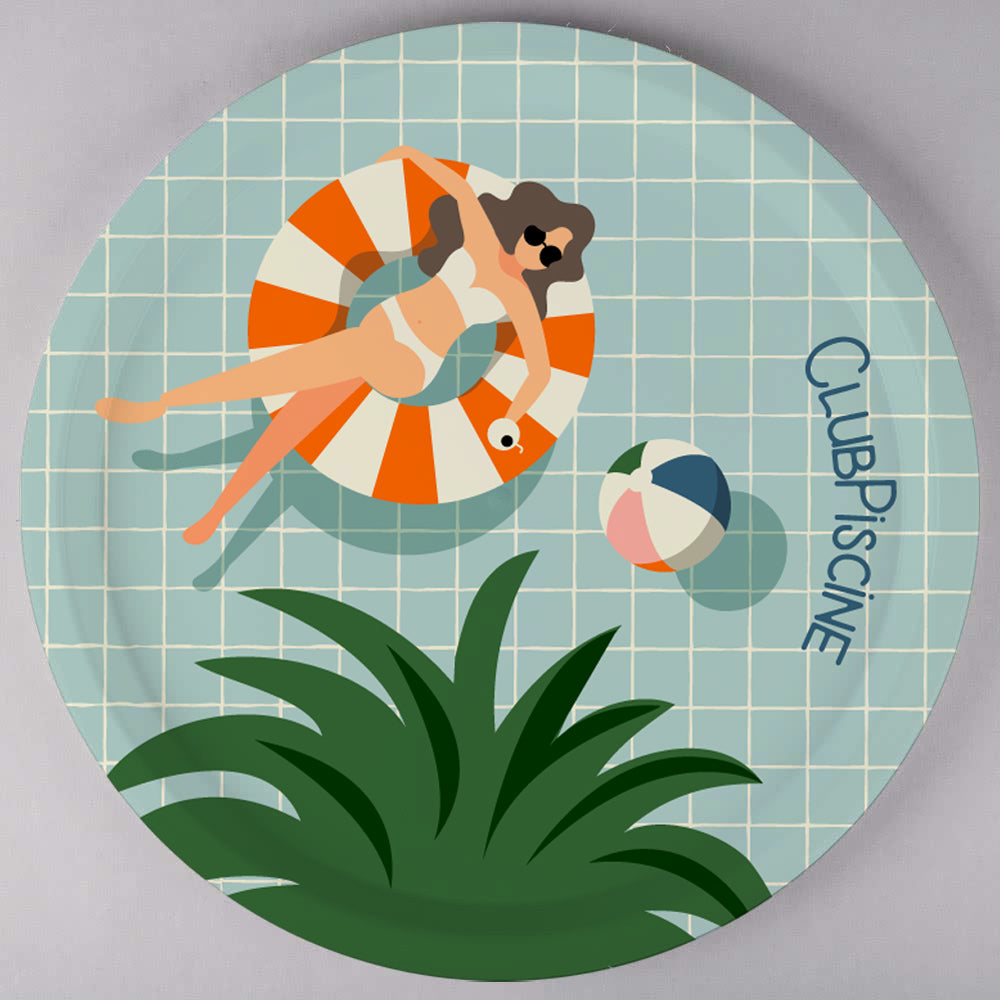 Plateau rond en Bois - CLUB PISCINE