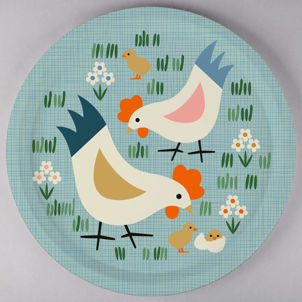 Plateau rond en Bois - LES POULETTES