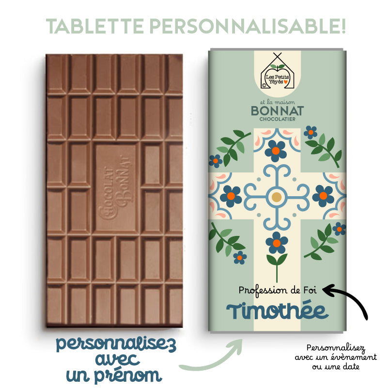 Tablette de Chocolat personnalisable - CROIX FLEURIE