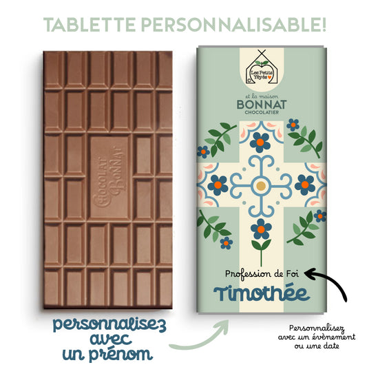 Tablette de Chocolat personnalisable  - CROIX FLEURIE