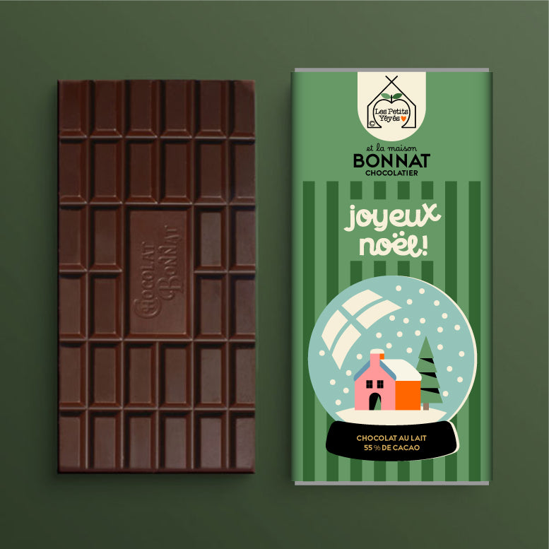 Tablette de Chocolat JOYEUX NOËL Boule à Neige