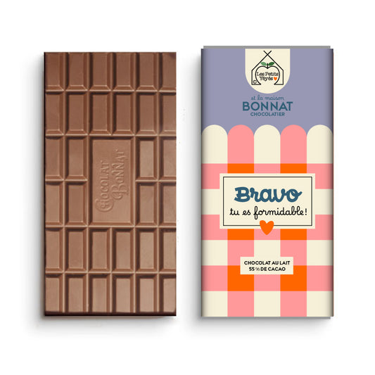 Tablette de Chocolat damier - BRAVO TU ES FORMIDABLE