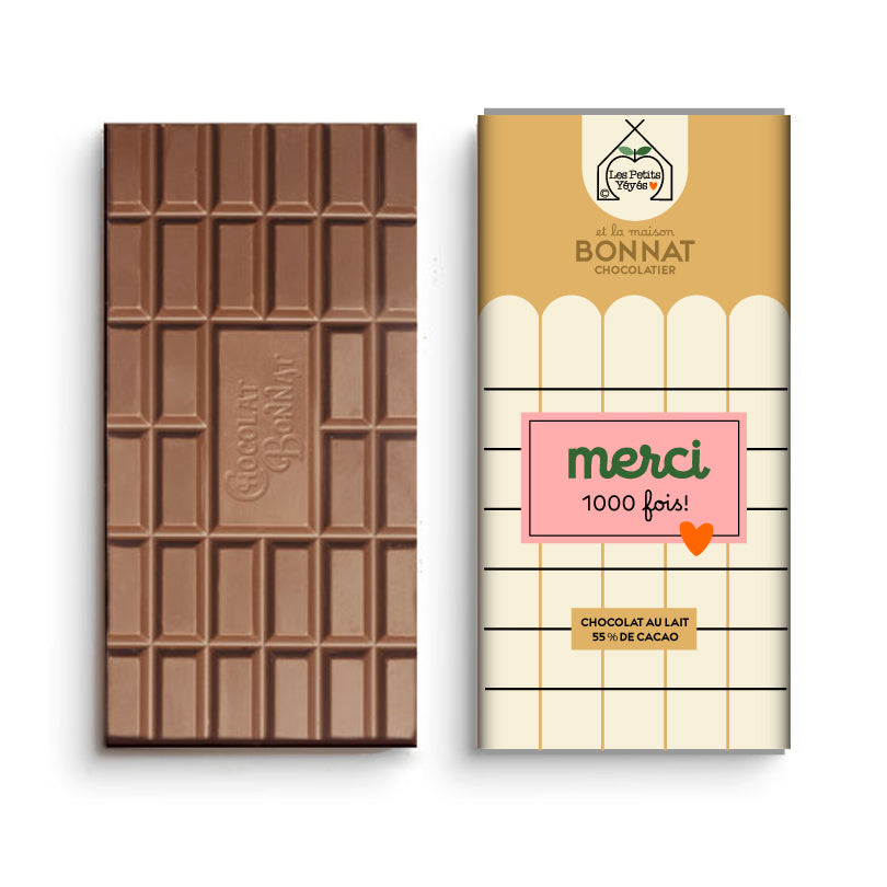 Tablette de Chocolat damier - MERCI 1000 FOIS