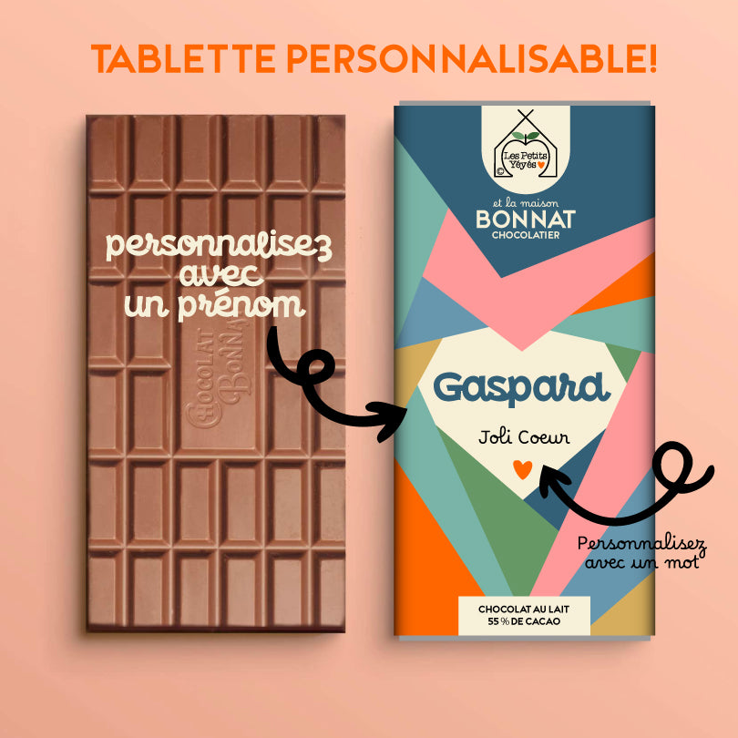 Tablette de Chocolat personnalisable - COEUR ORIGAMI