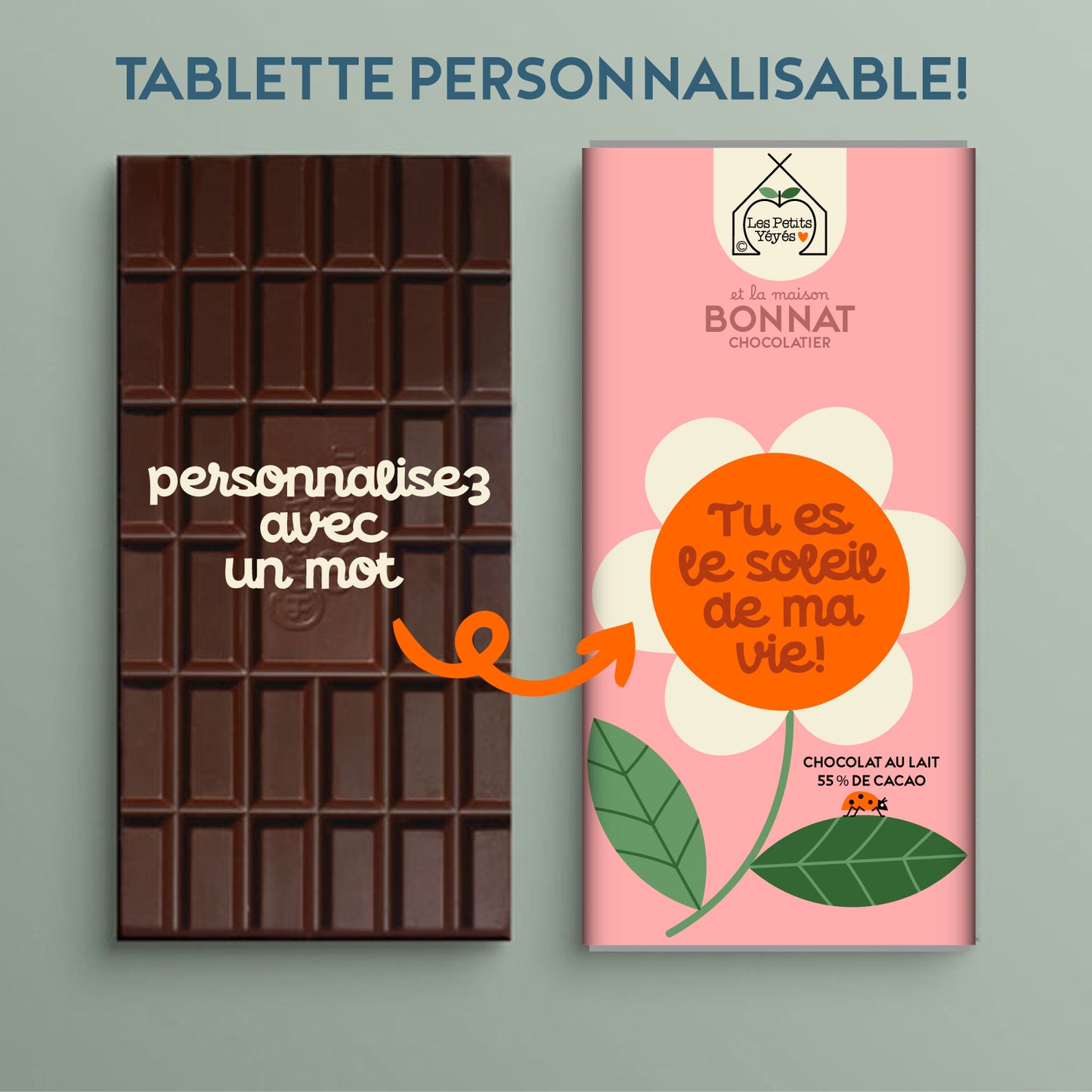 Tablette de Chocolat personnalisable - TU ES LE SOLEIL DE MA VIE
