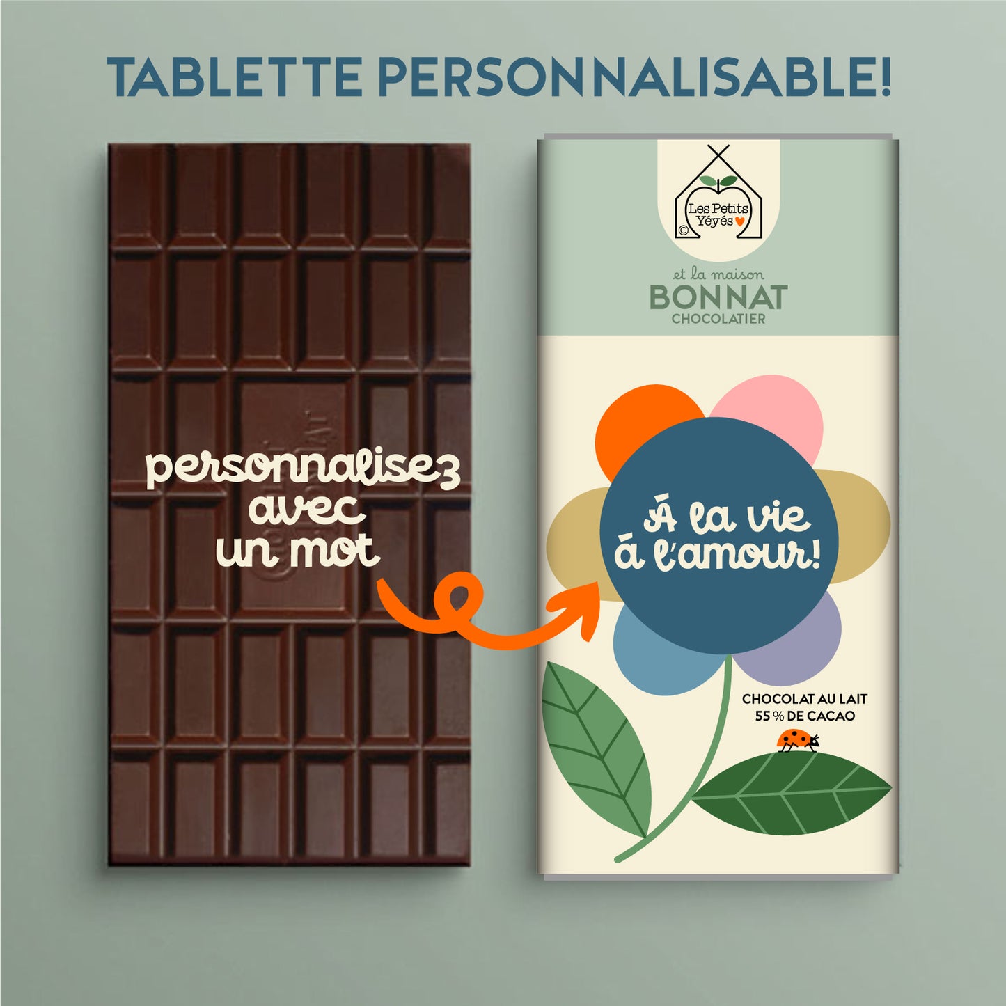 Tablette de Chocolat personnalisable - A LA VIE A L'AMOUR