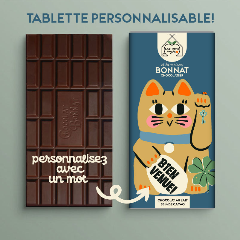 Tablette de Chocolat personnalisable - CHAT BONHEUR