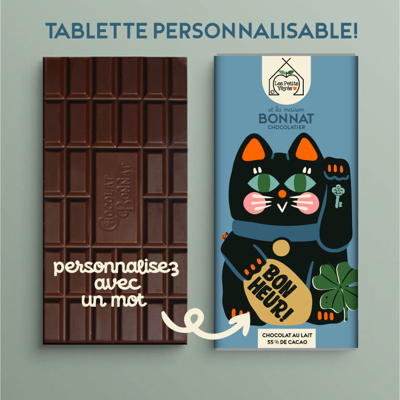 Tablette de Chocolat personnalisable - CHAT BONHEUR