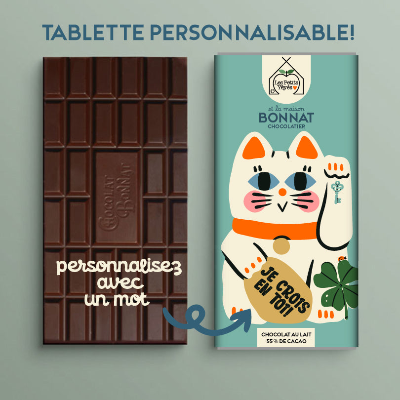 Tablette de Chocolat personnalisable - CHAT BONHEUR