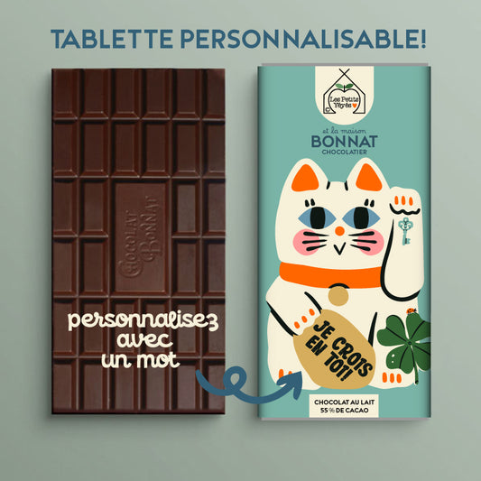 Tablette de Chocolat personnalisable - CHAT BONHEUR