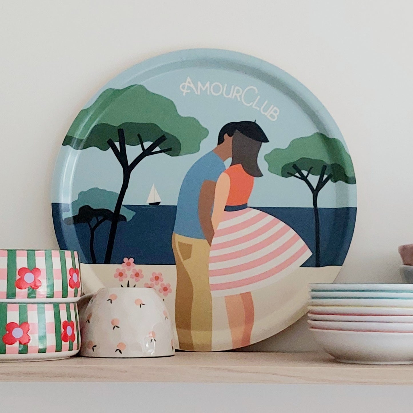 Plateau rond en bois - AMOUR CLUB