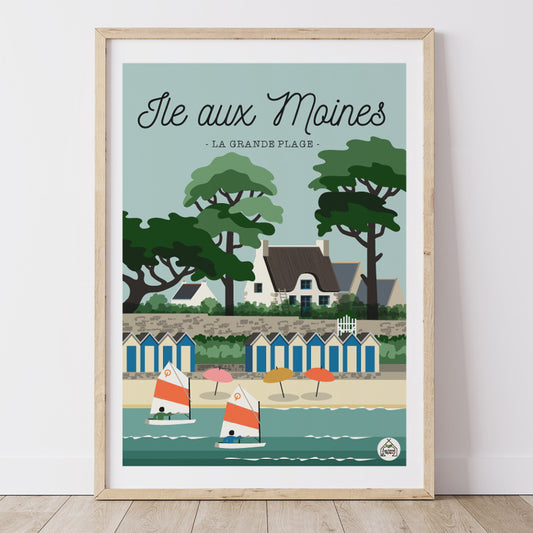 Affiche ILE AUX MOINES - La Grande Plage