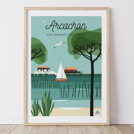 Affiche ARCACHON - Les Cabanes Tchanquées