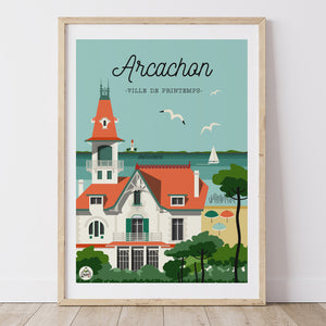 Affiche ville de arcachon ville de printemps