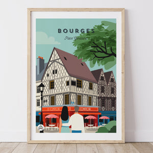 Affiche BOURGES - Place Gordaine