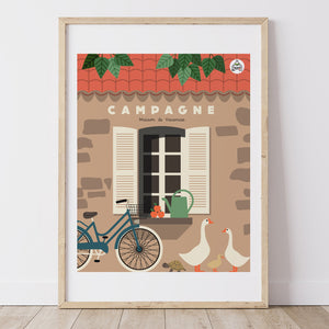 Affiche Campagne - maison de Vacances