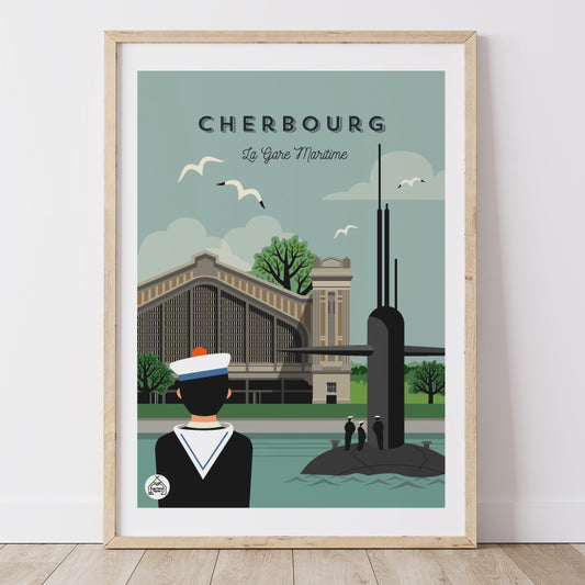 Affiche CHERBOURG - La Gare Maritime
