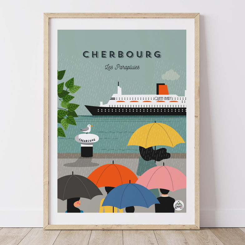 Affiche CHERBOURG - Les Parapluies