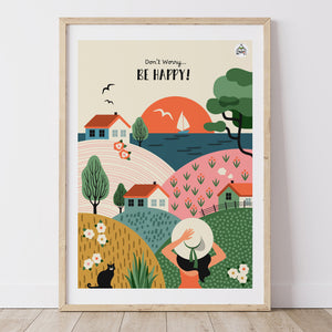 Affiche Paysage Folk ciel écru