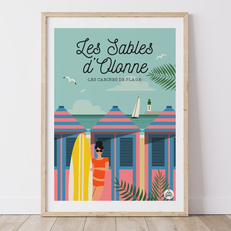 Affiche LES SABLES D'OLONNE - Les Cabines de Plage