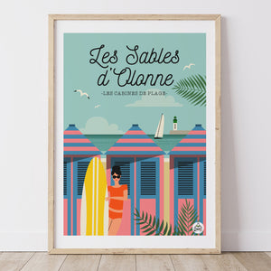 Affiche LES SABLES D'OLONNE - Les Cabines de Plage