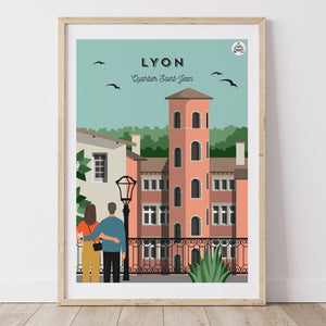 Affiche LYON - Quartier saint-Jean