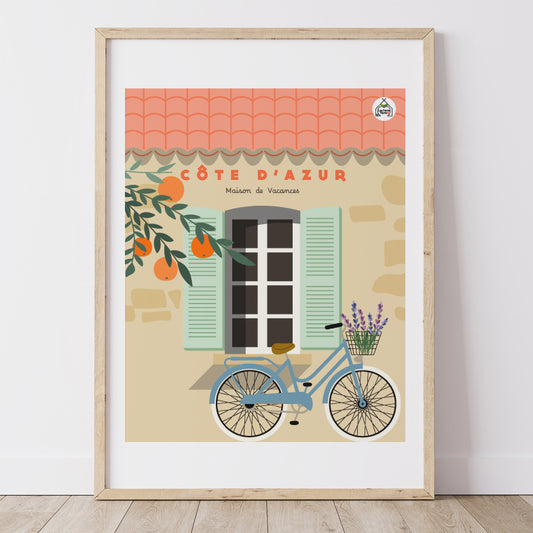 Affiche Côte d'Azur - maison de vacances