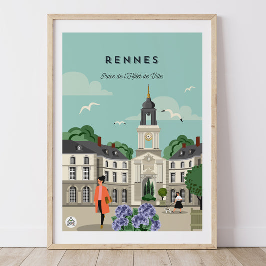 Affiche RENNES - Place de l'Hôtel de Ville