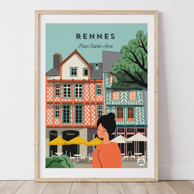 Affiche RENNES - Place Sainte Anne