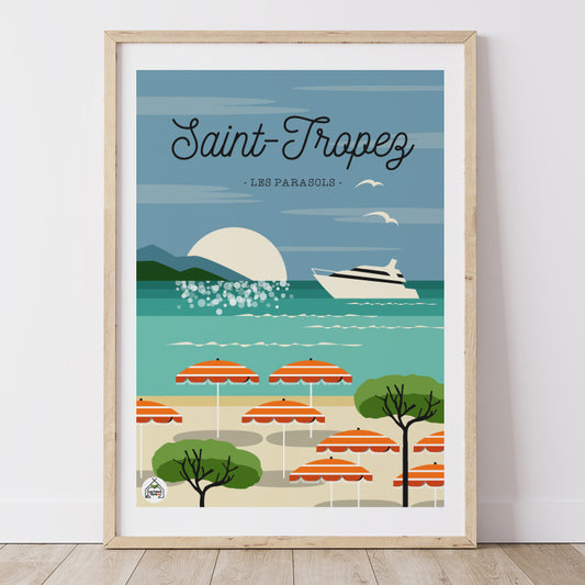 Affiche SAINT-TROPEZ  - Les Parasols