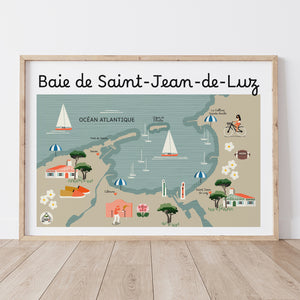 Affiche BAIE DE SAINT-JEAN-DE-LUZ - Carte Côtière